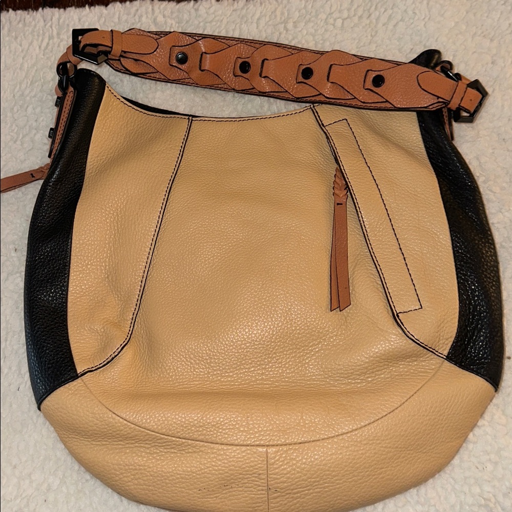 ORYANY Black/Tan Multi Leather  Boho Tote Bag